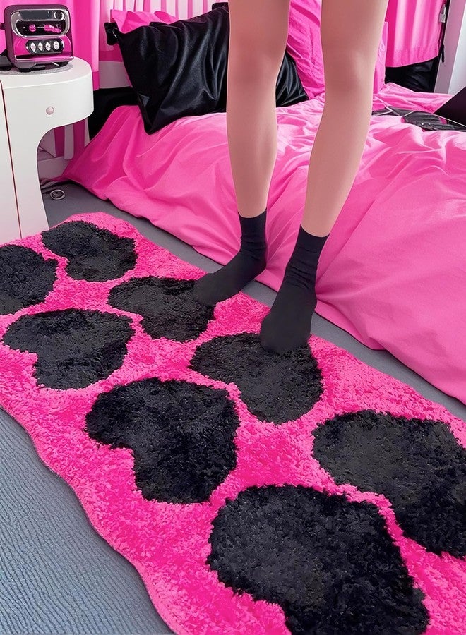 Pecfamly Cool Hot Pink and Black Trashy Y2K Rug Carpet for Bedroom (Size: 15.7“x47”), 2000S Mcbling Baddie Trashy Y2K Scene Room Bedroom Decor Aesthetic for Teen Girls - Image 4